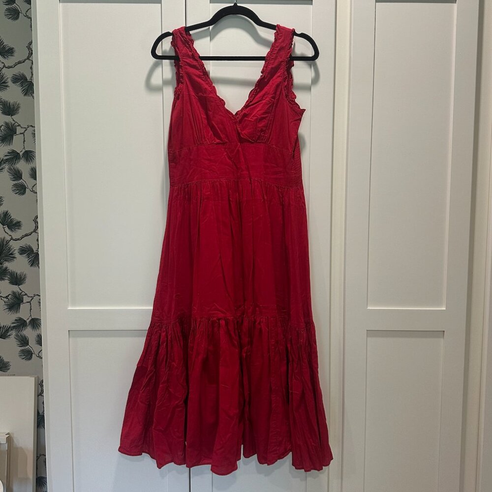 Anthropology Odille Midi Red Dress Size 6